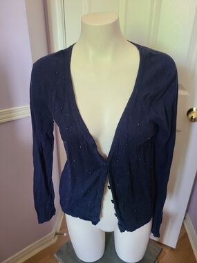 Merona Navy Blue V-Neck Button-Front Women's Cardigan